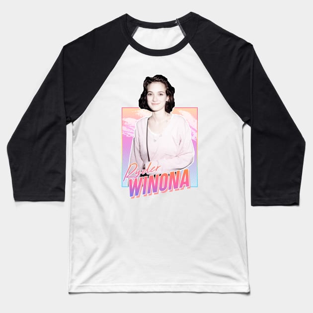 Winona Ryder - Retro Baseball T-Shirt by PiedPiper